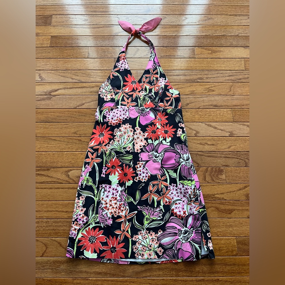 Lilly Pulitzer Black Floral Market Girl's Dress size 14